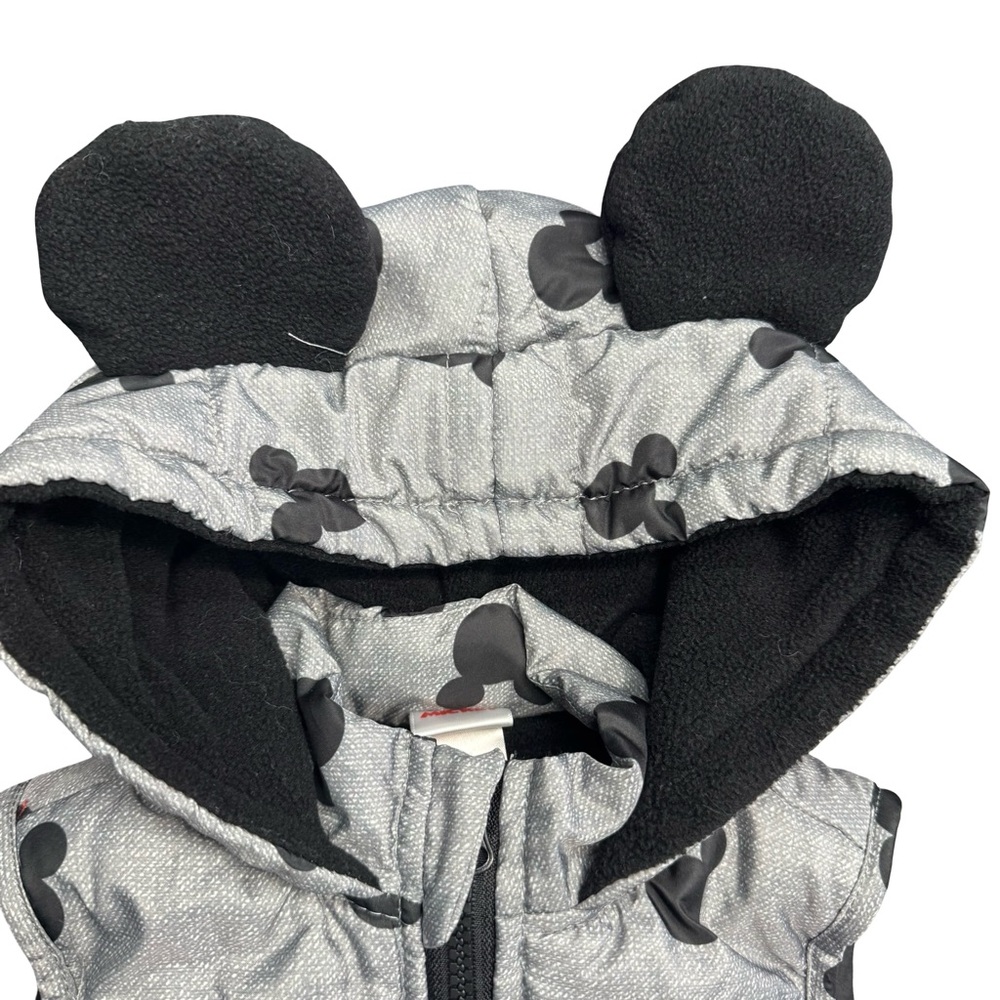 Disney Mickey Mouse Puffer Vest Toddler 2T Gray Black Kids Outerwear - Picture 5 of 7